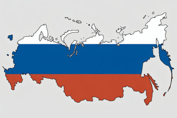 Fototapeta premium Russia flag map outline for patriotic design, perfect for travel blogs, social media, or national holiday promotions and global marketing