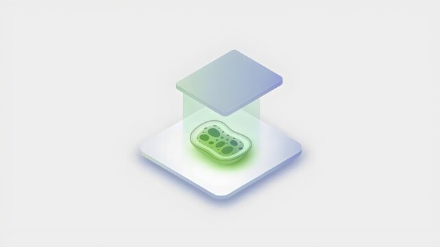 Bio-sensor icon with glowing plant cell &ndash; Ideal for agritech branding, biological research news, or laboratory software design.