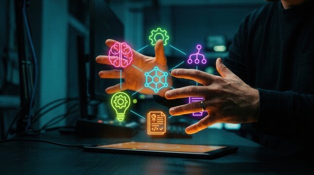Human-AI Collaboration in Digital Transformation with Interactive Tech Icons