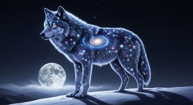 Cosmic wolf artwork illustration