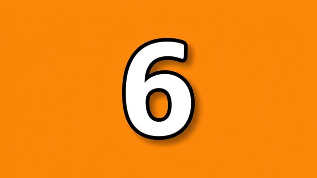Video of fluffy white clouds forming the number six against an orange background