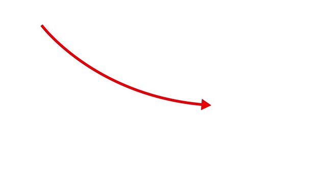 Red Arrow Moving Down Animation Indicating Financial Loss or Decrease