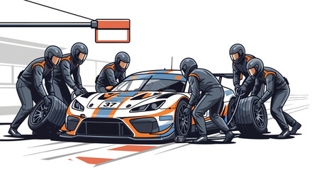 Racing Pit Stop Formula Car Tire Change Crew Action © Aufa