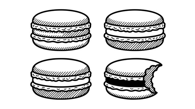 Set of delicious french macaron vector graphic design elements