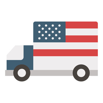 Delivery Truck With USA Flag