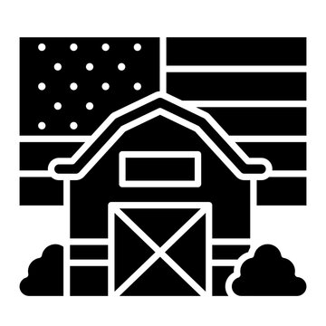 Traditional Farm Barn With Flag