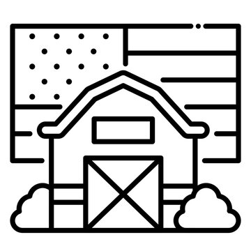 Traditional Farm Barn With Flag
