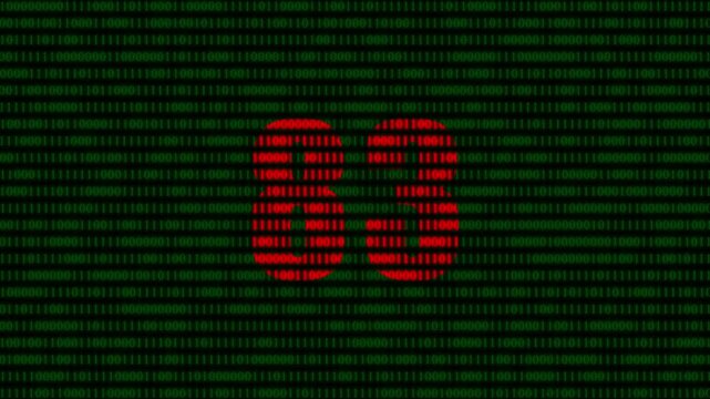 Digital countdown number 83 on matrix binary code background, abstract cyber security and technology motion