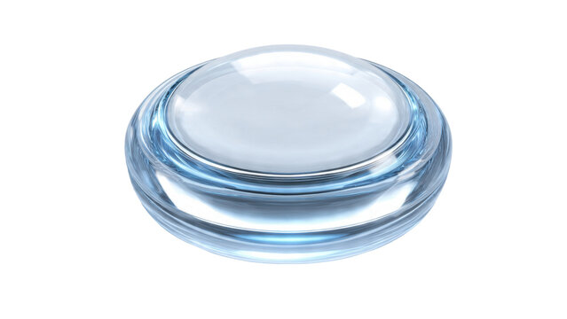 Glossy glass button with light reflections
