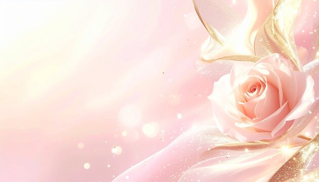 シャンパンローズ流れる光粒高級コスメ背景素材