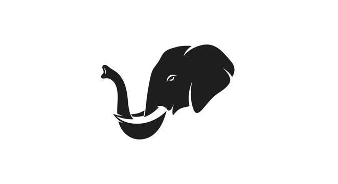 Black Elephant Head Silhouette Profile.