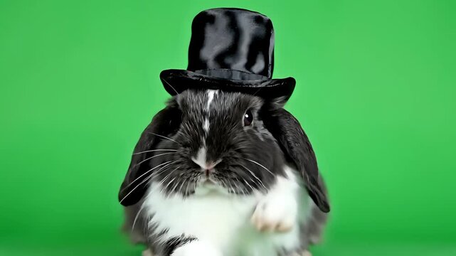 Adorable Bunny Rabbit Dressed in a Top Hat and Cape.
