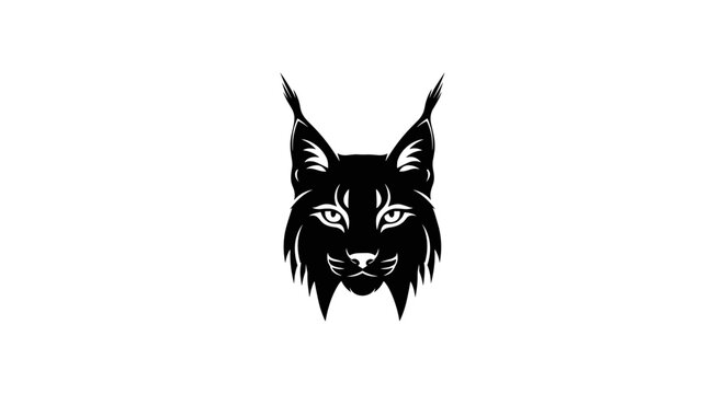 Black lynx head illustration closeup face.