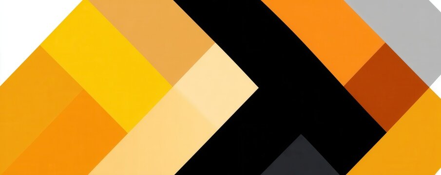 Abstract yellow and black geometric banner logo with chevron arrow for modern branding