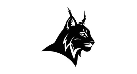 Black silhouette of a lynx head. © Siti