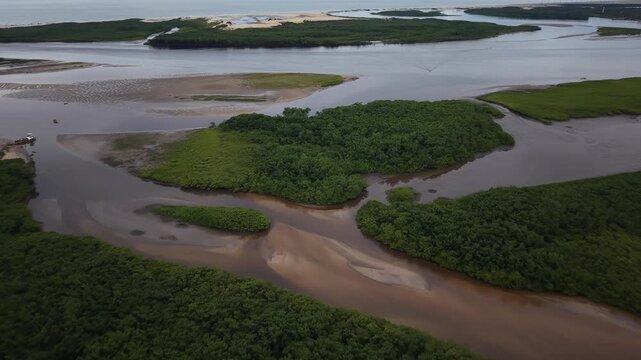 Aerial View of Atins Village and River Landscape Maranh&atilde;o Brazil