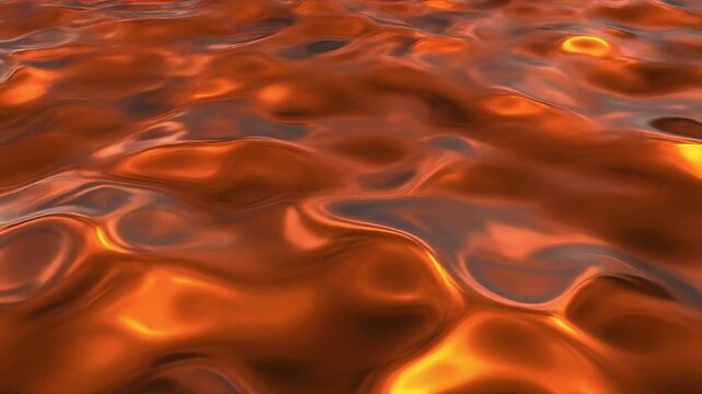 Warm liquid ripples across a glowing surface. Soft orange light reflects in every curve. Molten texture feels liquid and alive. Ideal for fantasy or sci-fi digital backgrounds