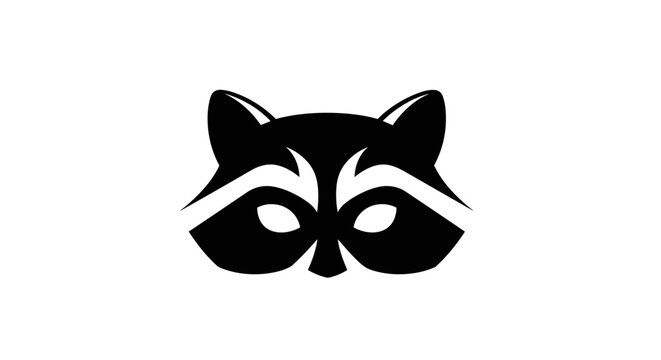Raccoon face in black silhouette.