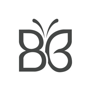 Modern Geometric Butterfly Monogram, Abstract BB Letter Wing Shape Logo for Creative Agency