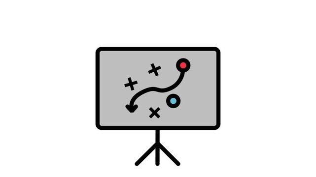 Strategic whiteboard with a tactical path representing business planning, mission strategy, game plan, and operational project navigation.