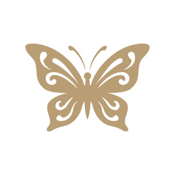 Luxury Golden Butterfly Ornament Logo with Classic Swirls