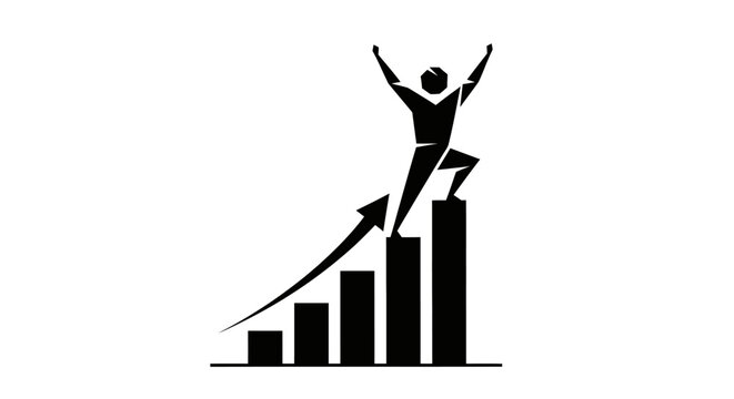 Man on top of growing graph.