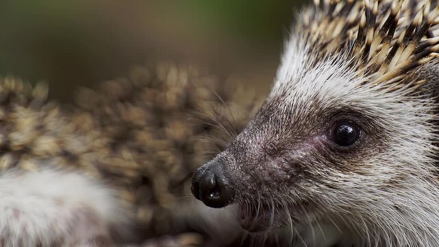 Close-Up of Hedgehog with Detailed Fur and Expressive Facial Features