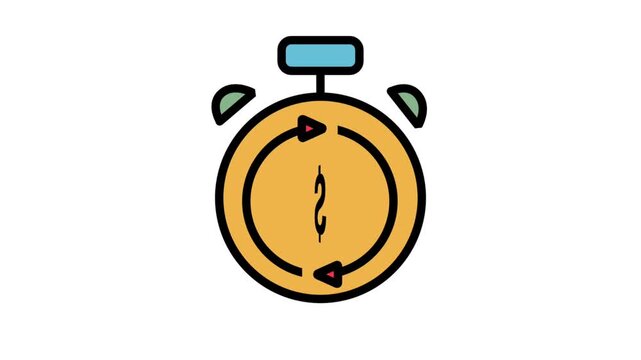 Stopwatch timer with a dollar sign and circular arrows representing time is money, fast payments, financial efficiency, and quick turnover.