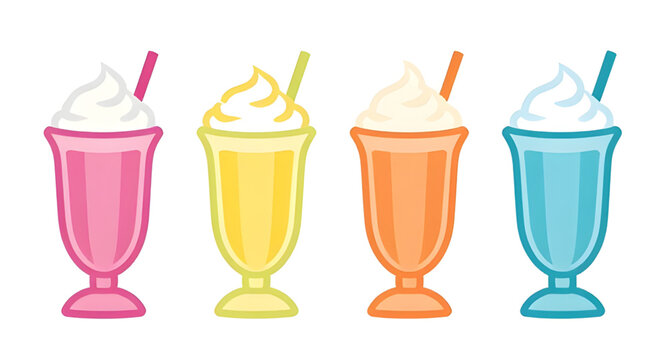 icecream, float, dessert, drink, glass, colorful, sweet, beverage, soda, creamy, cold, refreshment, summer, tasty, vector, illustration, collection