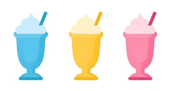 ice cream float, colorful dessert drinks, soda float glasses, sweet beverage illustration, creamy summer dessert, cold refreshment vector, glass float collection, ice cream soda art, tasty frozen drin