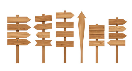 wooden road signs, blank signpost set, rustic direction boards, outdoor wooden arrows, navigation sign collection, countryside guide posts, vintage wood signboards, empty direction labels, street sign © QPIXEL
