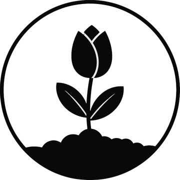 Symbolic representation of a blossoming plant emerging from fertile earth within a circular frame signifying continuous development environmental stewardship and the flourishing cycle of life and rene