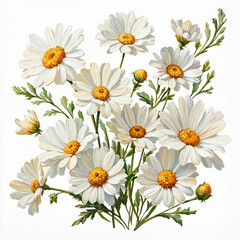 Fototapeta premium Daisy Bouquet Watercolor Embroidery