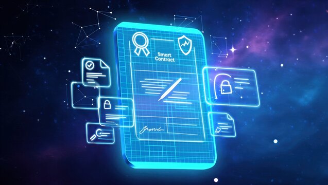 Smart contract automation, blockchain transaction, decentralized automation, crypto transaction, AI-powered contract execution, cloud-based legal document verification, agreements, e-contract system