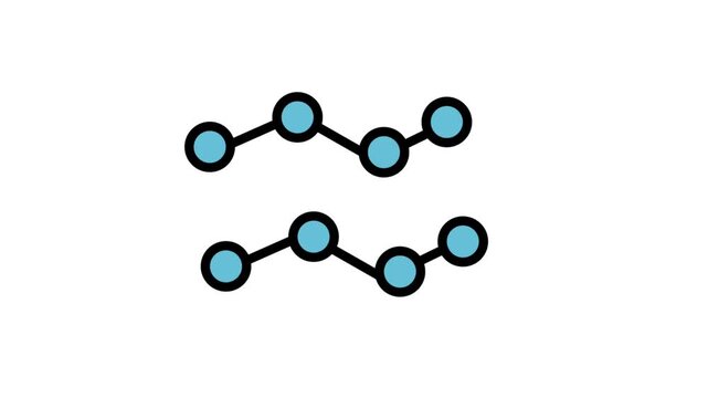Data Comparison Graph Motion Icon. Animated line chart showing two fluctuating data trends with blue nodes on a white background, ideal for financial market analysis.