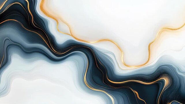 Abstract Fluid Art: An elegant dance of fluid shapes and colors, with undulating forms of deep blue and gleaming gold veins. This art piece evokes luxury, sophistication, and a sense of dynamic flow