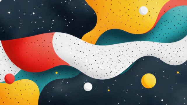 Abstract Geometric Universe: a vibrant and artistic digital composition, featuring fluid, layered shapes and dynamic forms inspired by the cosmos. 