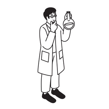 白衣を着た研究者のシンプルなイラスト