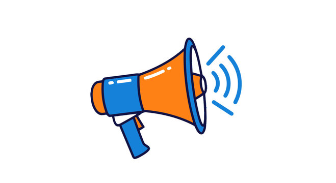 A blue and orange cartoon megaphone.