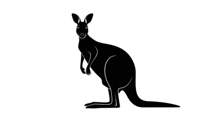 Black silhouette of a kangaroo standing. © Rendi