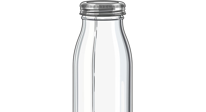 Clear glass bottle with screw cap.