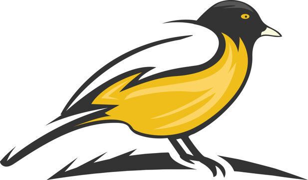 Hand-drawn Yellow Bird Silhouette Illustration
