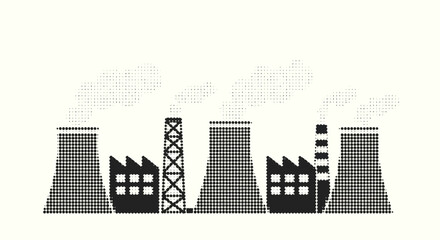 Obraz premium Industrial factory with smoking chimneys and cooling towers.