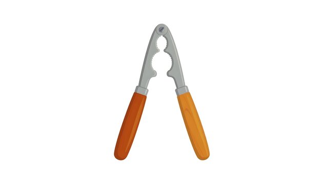 A classic metal nutcracker with wooden handles isolated on a white background.