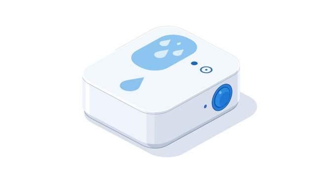 Modern White Projector with Blue Accents.