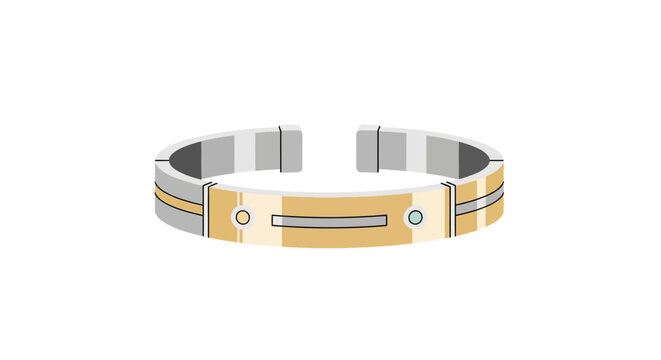 Elegant Gold and Silver Cuff Bracelet with Gemstones.