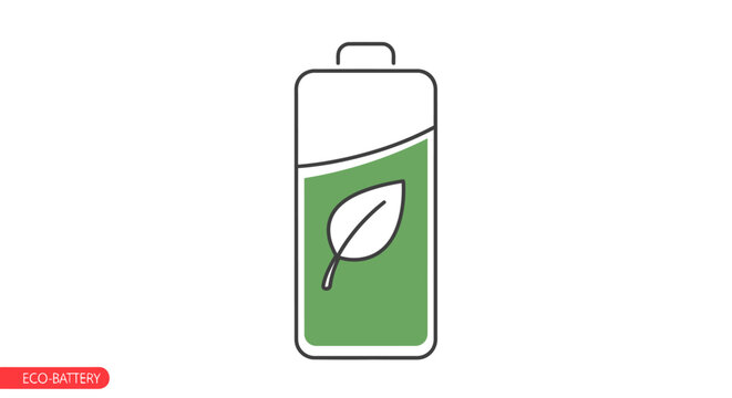 Eco-friendly battery icon with leaf symbol.