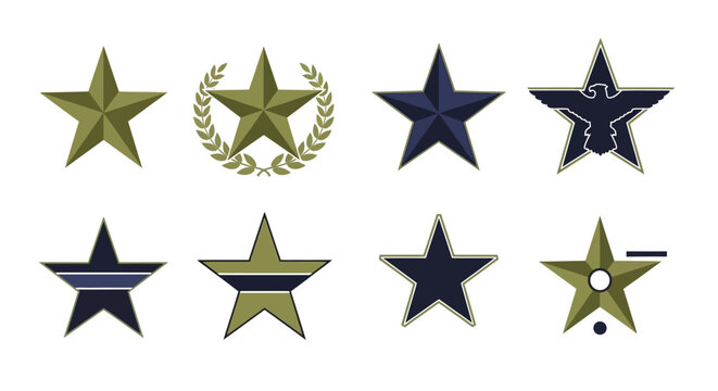 Collection of Eight Different Star Icons.