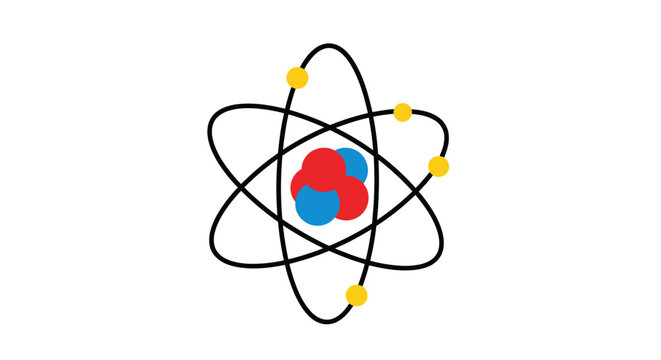 Atomic Structure Diagram with Electrons Orbiting Nucleus.