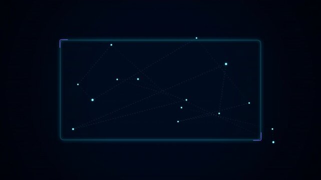Dynamic Digital Constellation Map Animation with Glowing Network Lines and Space Themed Visuals